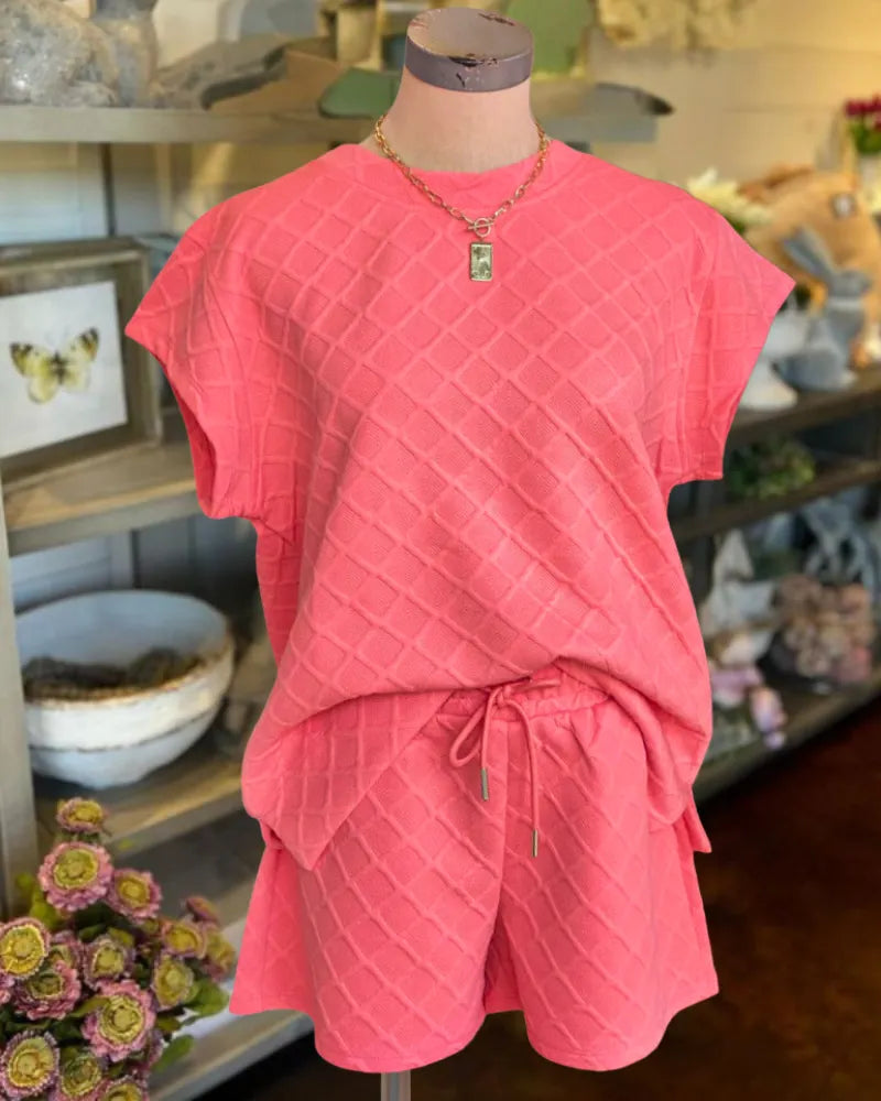 Waffled Quilted Travel Short Set