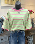 Contrasting Striped Crewneck T-shirt