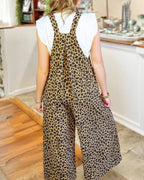 Leopard Print Vintage Washed Overalls