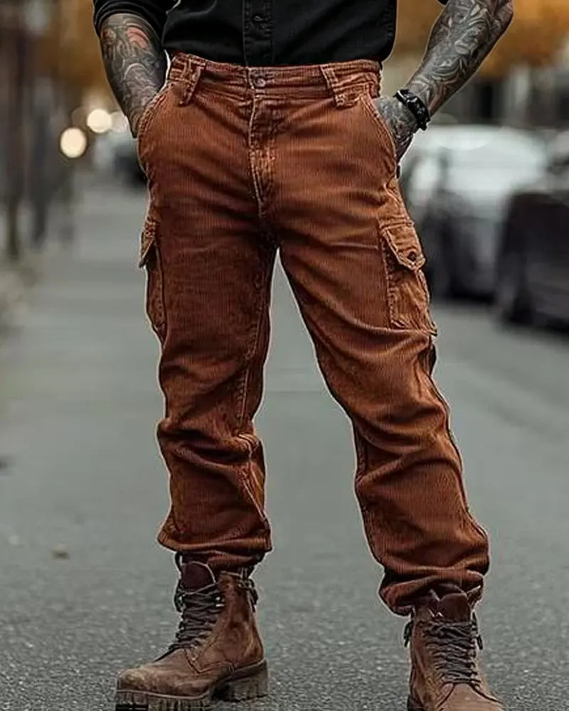 Vintage Reddish-brown Corduroy Cargo Pants