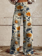 Women's Flowers and Plants Print Casual Wide Leg Pants