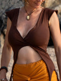 Wrap Cotton Top: Tie-Back, Cut-Out Twist, Flirtatious Flair