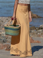 Bohemian High-Waist A-Line Full Swing Ethnic Print Floor-Length Maxi Dress
