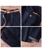 Vintage Deep©\Indigo Denim Stripe Tapered Trousers