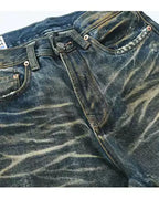 Vintage Yellow Mud Washed Distressed Jeans