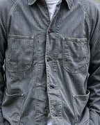 Vintage Navy White Hickory Stripe Cargo Chore Jacket
