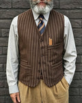 Vintage Chocolate Brown Stripe Wool©\Blend Vest