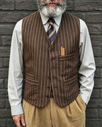 Vintage Chocolate Brown Stripe Wool©\Blend Vest