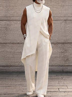 Asymmetrical High Low Hem Longline Sleeveless Top Set