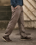 Vintage Brown Windowpane Plaid Wide©\Leg Trousers