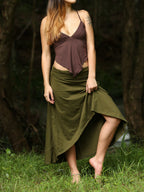 Boho Maxi Skirt, Long High Low Elegant , Hippie Stretch Clothing