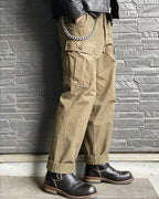 Vintage Khaki High©\Rise Straight Military Cargo Trousers