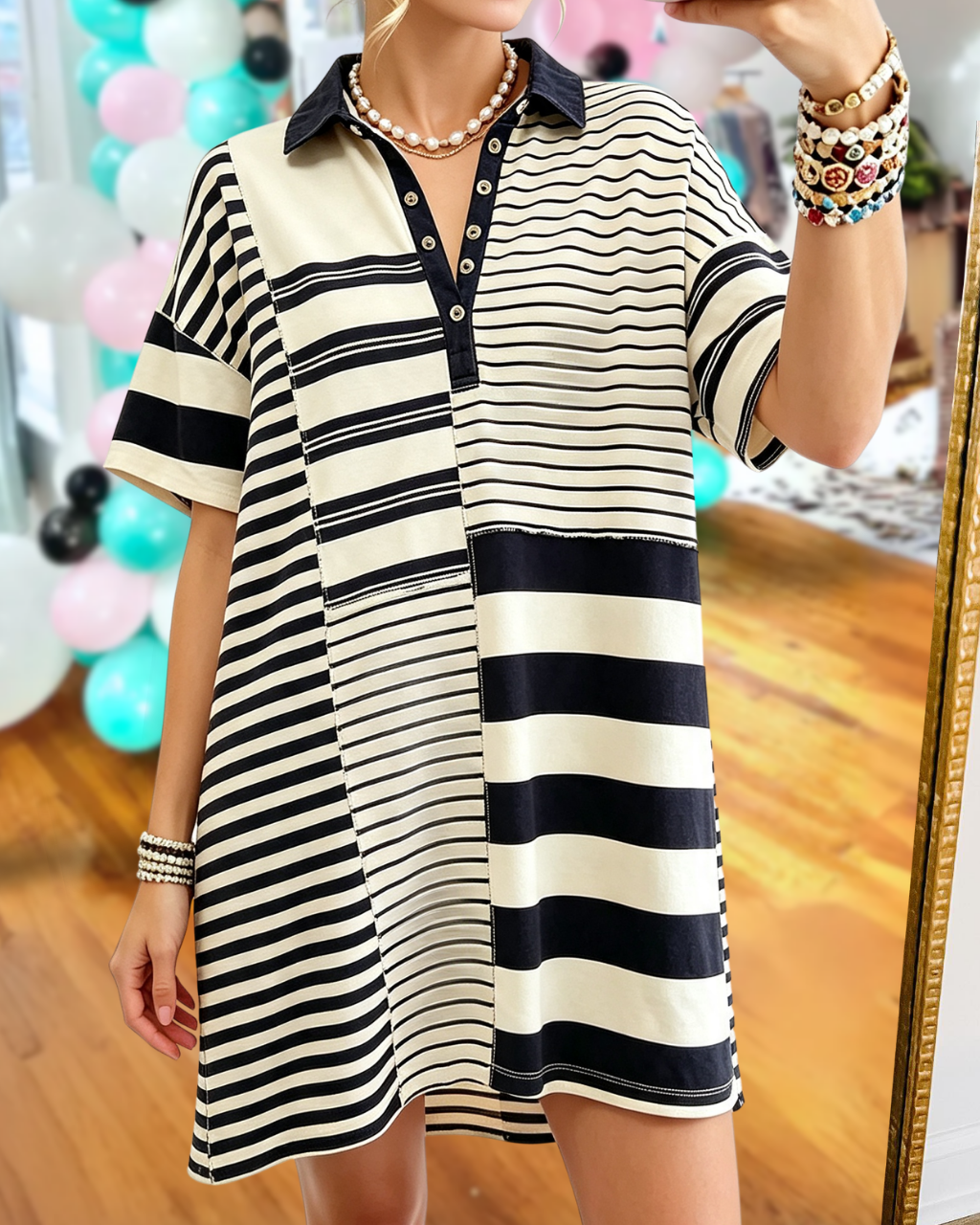 Unique Striped Polo Dress