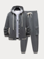 Sporty Hooded Jacket Pants Set