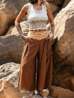 Cotton Tribal Crop Top ? Block Print Earth Top