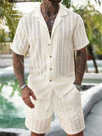 Men's Relaxed Hollow-Out Knit Resort Two-Piece Set