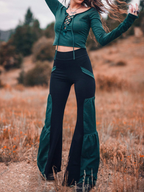 Velvet Accent Lace-Up Top