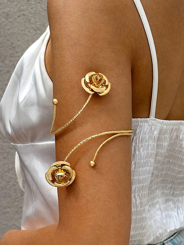 Floral Open Arm Cuff ¨C Punk Style Geometric Arm Ring
