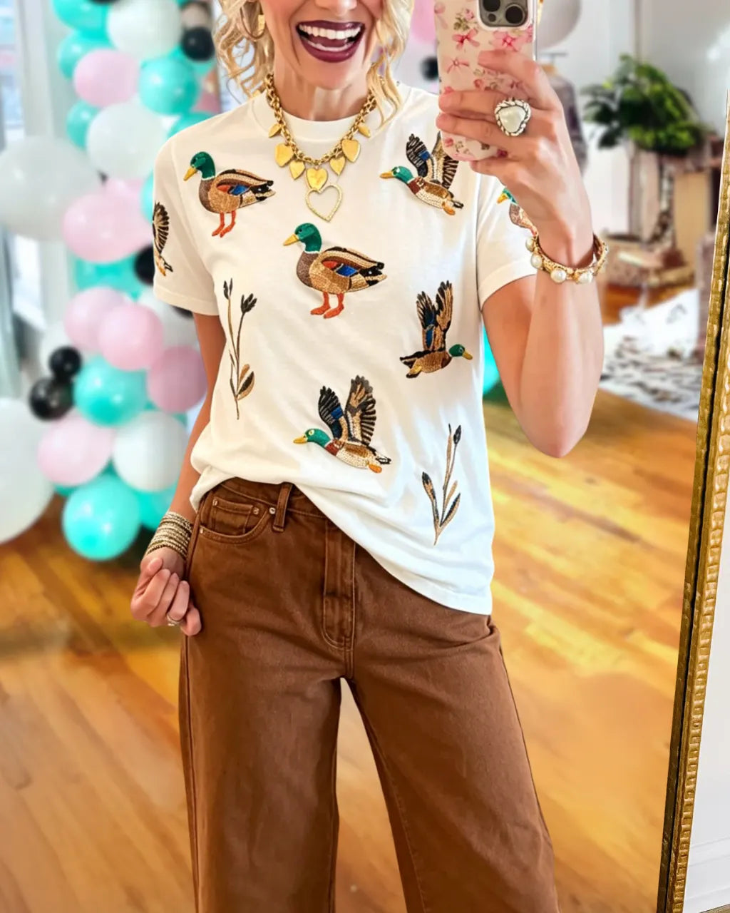 Wild Duck Sequin Crewneck T-Shirt