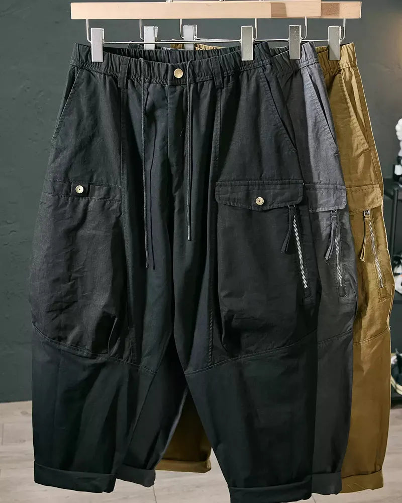 Vintage Multi-pocket Tapered Cargo Pants