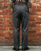 Vintage Charcoal Gray High©\Waist Pleated Wide©\Leg Trousers