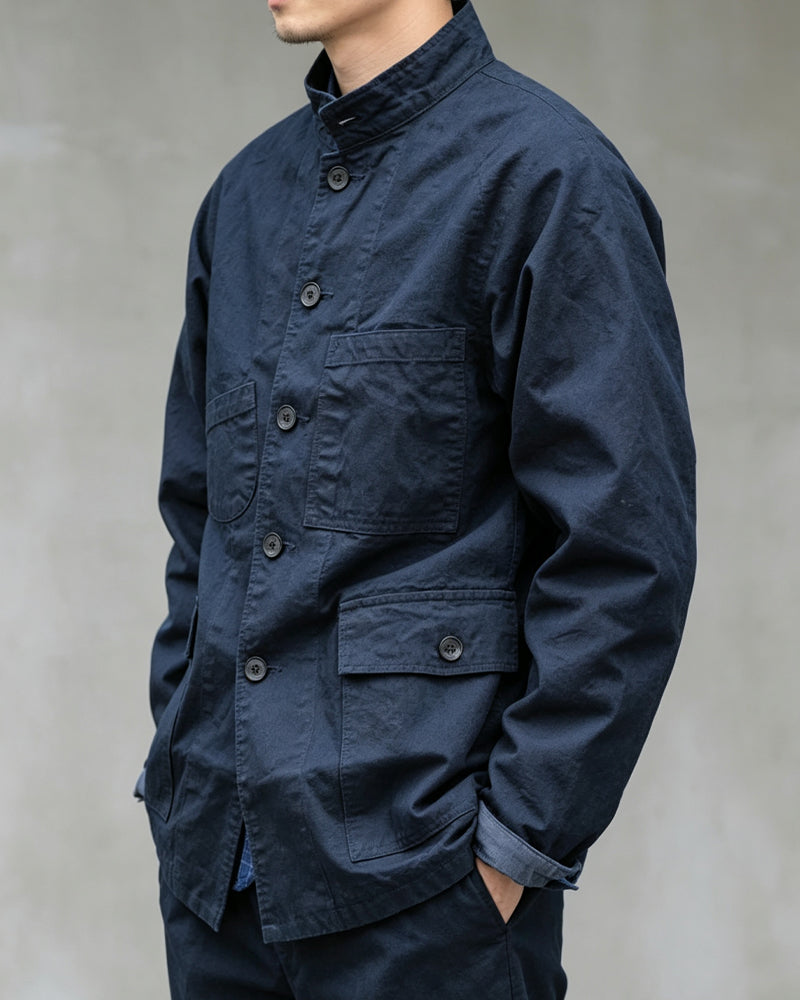 Vintage Deep©\Indigo©\Navy Washed Cotton Blend Stand Collar Jacket
