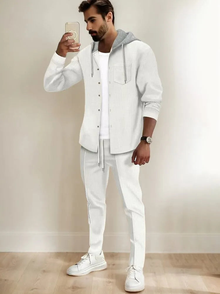 Athleisure Waffle Hooded Jacket Set