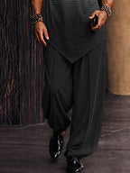 Casual Plaid Contrast Collar Shirt Pants Set