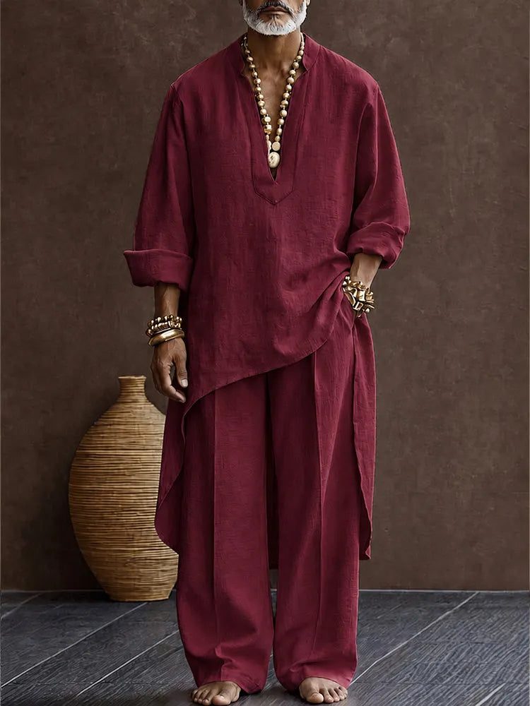 Zen-inspired 100% Cotton High Low Hem Longline Top Set