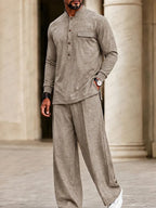 Casual Comfort Side Slit Shirt and Pants Set