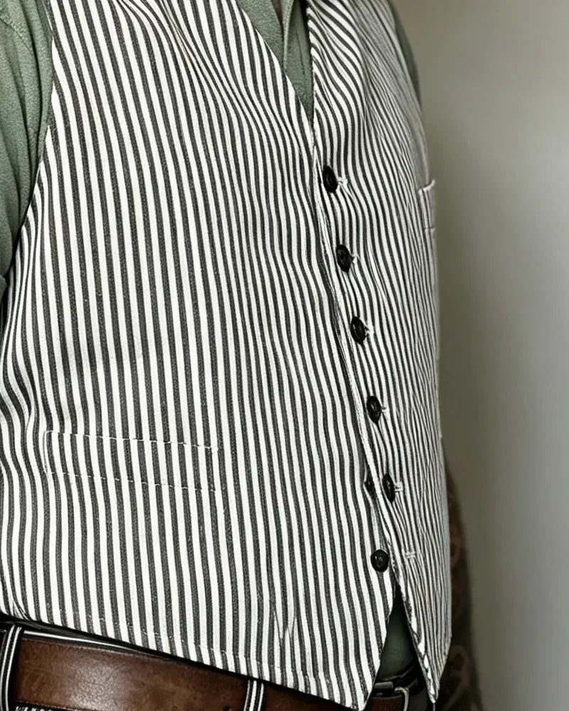 Vintage Hickory Stripe Adjustable Back©\Strap Vest