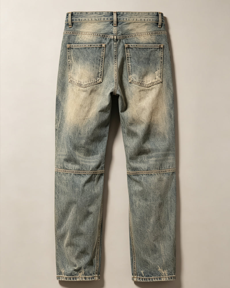 Vintage Washed Slit©\Pocket Baggy Wide©\Leg Utility Denim Pants