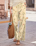 Vintage Floral Print Wide-leg Pants