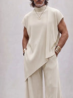 Minimalism Pit Stripe Sleeveless Matching Set