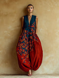 Women's Casual Elegant Soft Fashion Blue and Red Jumpsuit