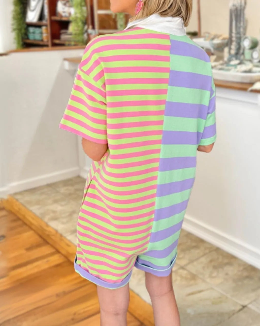 Chic Striped Contrast Jumpsuit