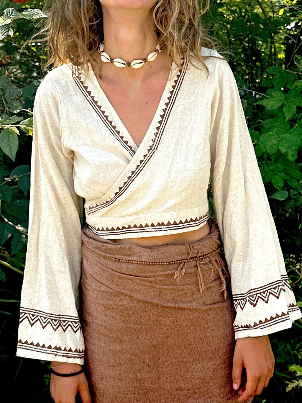 Bohemian Wrap Print Cropped Top