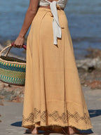 Bohemian High-Waist A-Line Full Swing Ethnic Print Floor-Length Maxi Dress