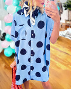 Stylish Polka Dot Shirt Dress