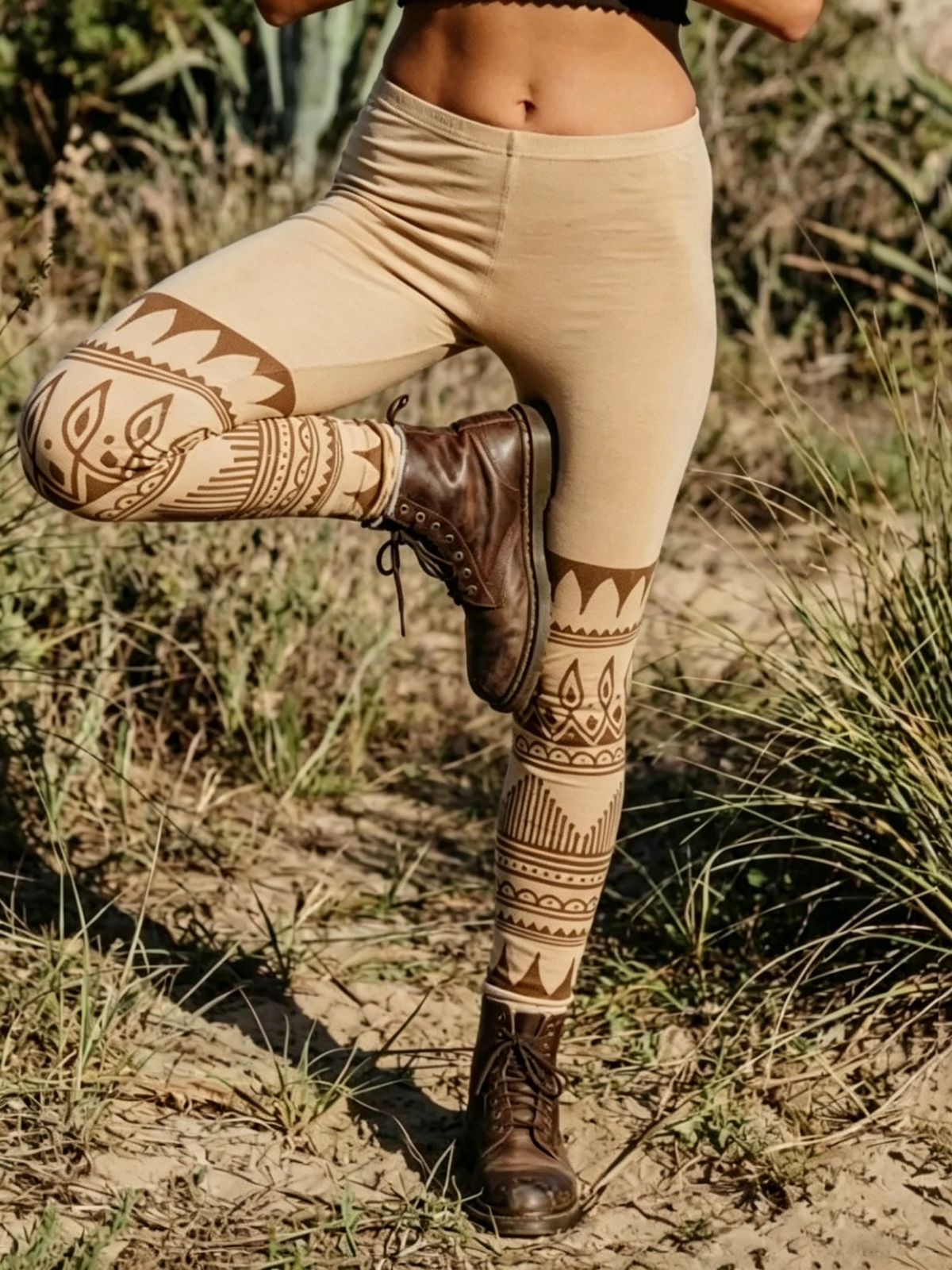 Tribal Totem Print Tight Leggings