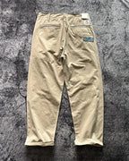 Vintage Khaki Distressed Patchwork Twill Loose Straight Leg Trousers