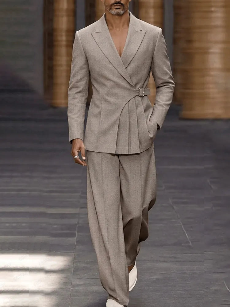 Smart Casual Pleated Design Suit Set