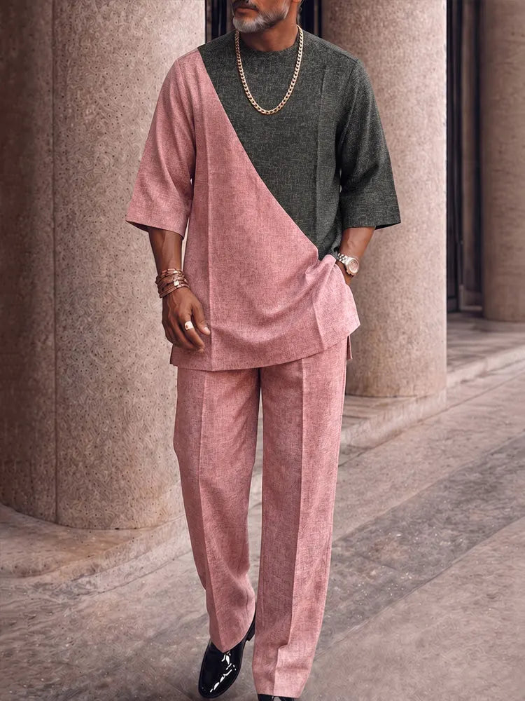 Effortless Style Colorblock T-Shirt Pants Set