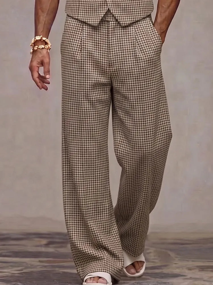 Modern Plaid Suit Vest and Pants Set
