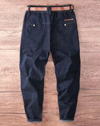 Vintage Deep©\Indigo Denim Stripe Tapered Trousers