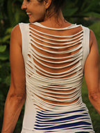 Tattered Tank Top - Shredded Sexy Open Back - Cut Out Top
