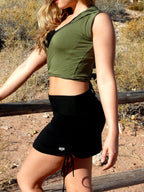 Hooded Wrap Vest: Hoodie Sleeveless Crop Wrap Top