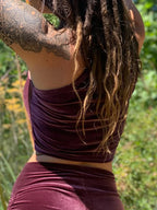 Velvet One-Shoulder Asymmetric Cropped Top