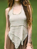 Earthy Cotton Pixie Halter Top - Tribal Bohemian Festival Wear