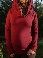 Long Sleeve Cowl Neck Hoodie: Bohemian Festival Top